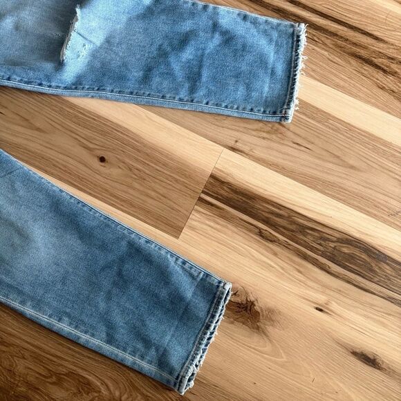 Hatch Jeans Maternity Size 30 Light Blue Distressed Raw Hem Comfort Casual - Picture 4 of 7